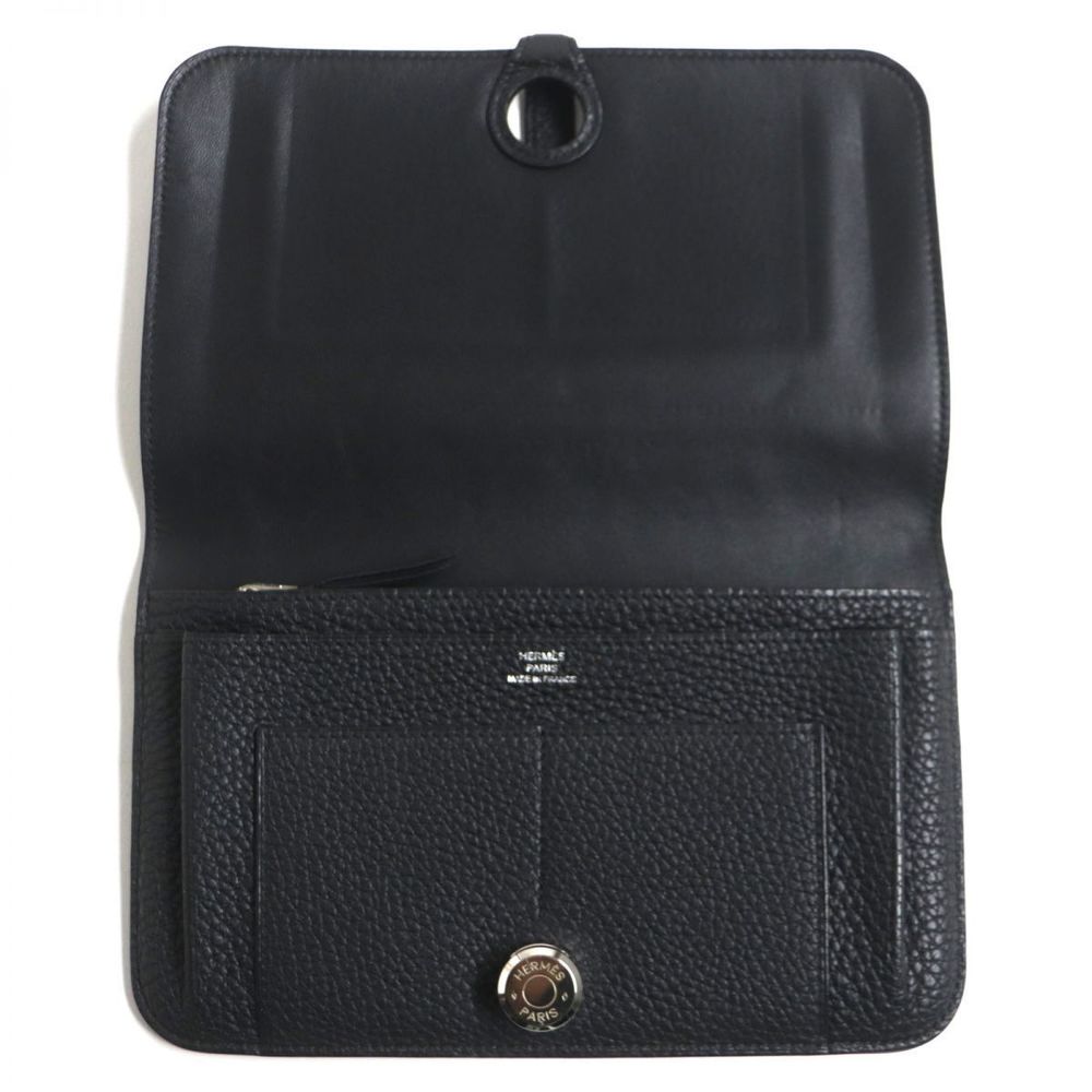 Hermes HERMES Dogon GM Leather Wallet Black Leather Long Wallet - Picture 4 of 10